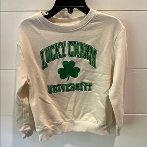 Cream Sweatshirt with Green Print